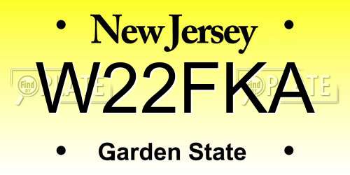 W22FKA New Jersey License Plate
