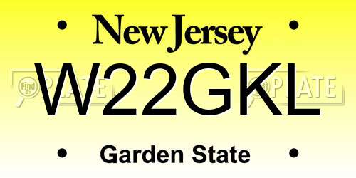 W22GKL New Jersey License Plate