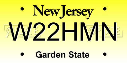 W22HMN New Jersey License Plate