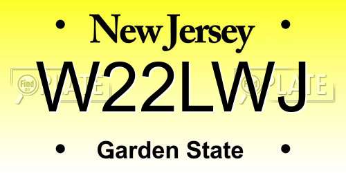 W22LWJ New Jersey License Plate