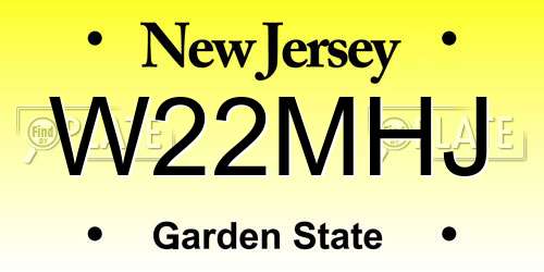 W22MHJ New Jersey License Plate