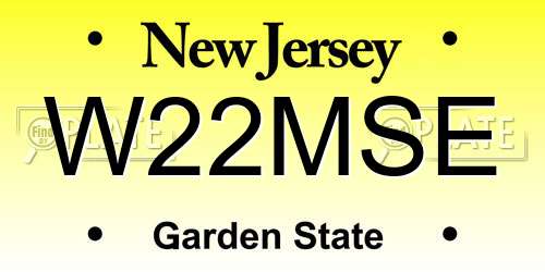 W22MSE New Jersey License Plate