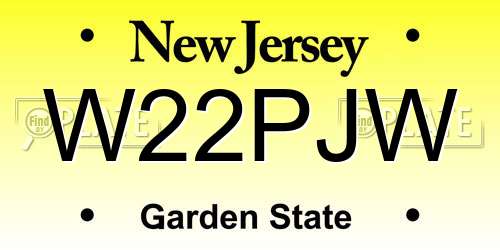 W22PJW New Jersey License Plate