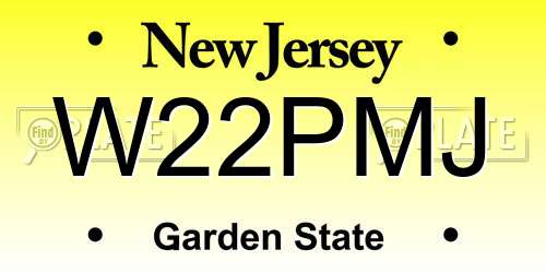 W22PMJ New Jersey License Plate