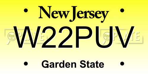 W22PUV New Jersey License Plate