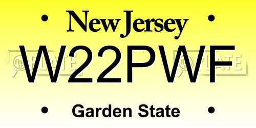 W22PWF New Jersey License Plate
