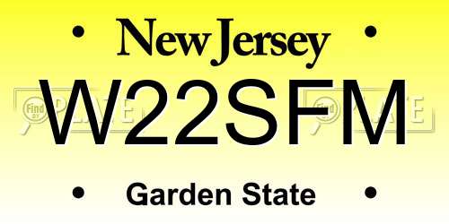 W22SFM New Jersey License Plate