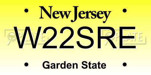 W22SRE New Jersey License Plate