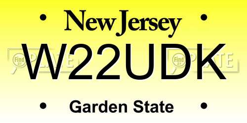 W22UDK New Jersey License Plate