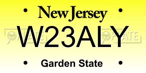 W23ALY New Jersey License Plate