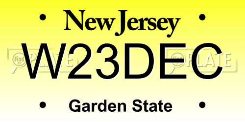 W23DEC New Jersey License Plate