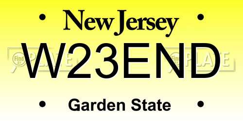 W23END New Jersey License Plate