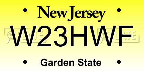 W23HWF New Jersey License Plate