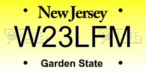 W23LFM New Jersey License Plate