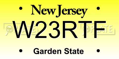 W23RTF New Jersey License Plate