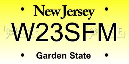 W23SFM New Jersey License Plate