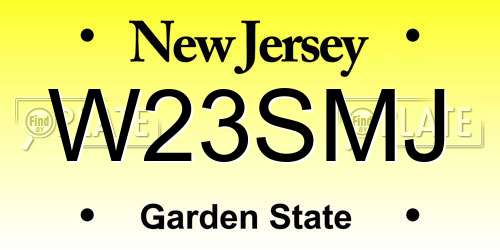 W23SMJ New Jersey License Plate