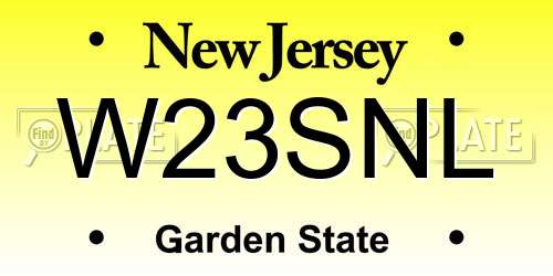 W23SNL New Jersey License Plate