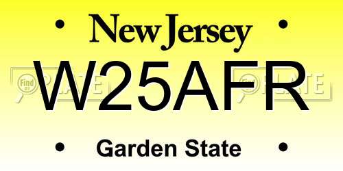 W25AFR New Jersey License Plate