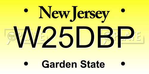 W25DBP New Jersey License Plate