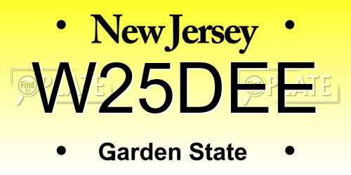 W25DEE New Jersey License Plate