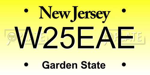 W25EAE New Jersey License Plate