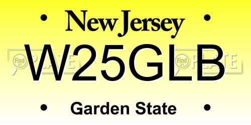 W25GLB New Jersey License Plate