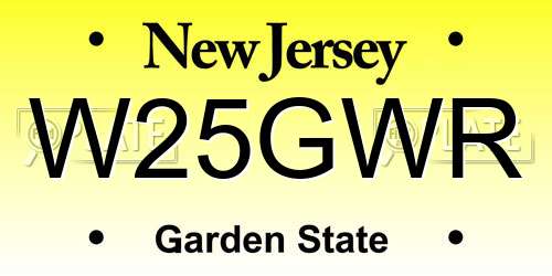 W25GWR New Jersey License Plate
