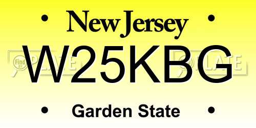 W25KBG New Jersey License Plate
