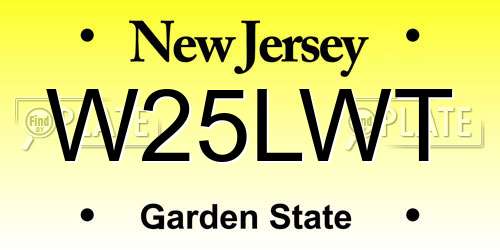 W25LWT New Jersey License Plate