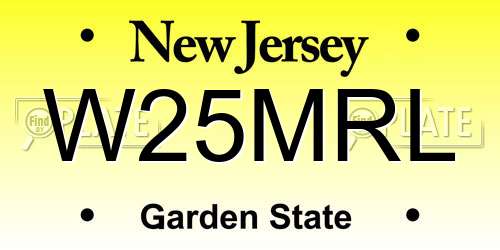 W25MRL New Jersey License Plate