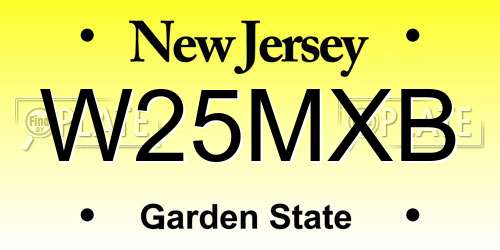 W25MXB New Jersey License Plate