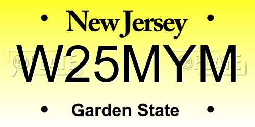 W25MYM New Jersey License Plate