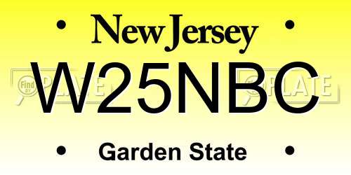 W25NBC license plate in NJ state