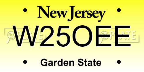 W25OEE New Jersey License Plate