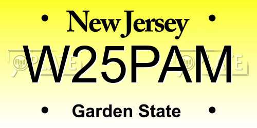 W25PAM New Jersey License Plate