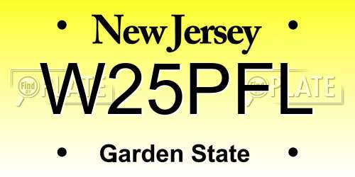 W25PFL New Jersey License Plate