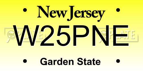 W25PNE New Jersey License Plate
