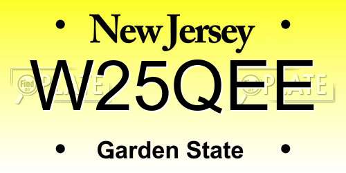 W25QEE New Jersey License Plate