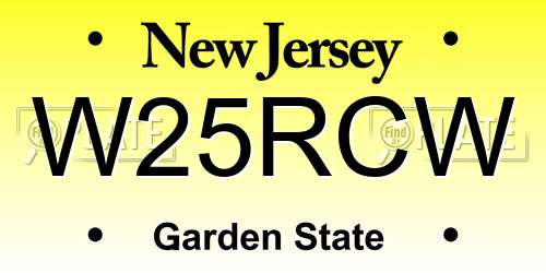 W25RCW New Jersey License Plate