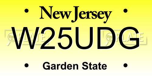 W25UDG New Jersey License Plate