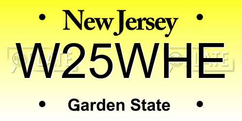 W25WHE New Jersey License Plate