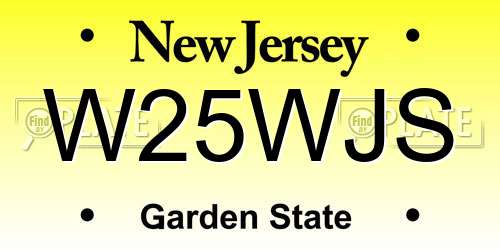 W25WJS New Jersey License Plate