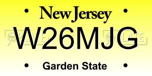 W26MJG New Jersey License Plate