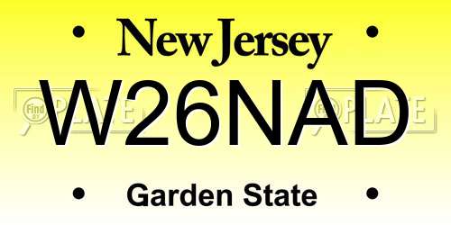 W26NAD New Jersey License Plate