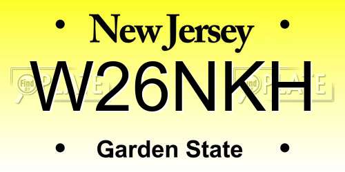W26NKH New Jersey License Plate