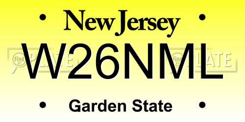 W26NML New Jersey License Plate