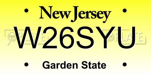 W26SYU New Jersey License Plate