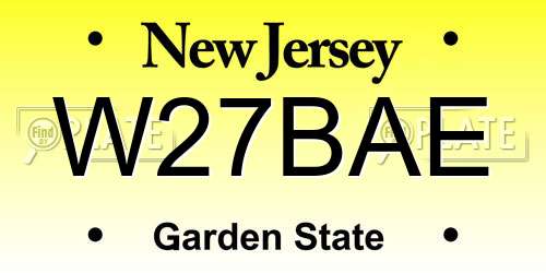 W27BAE New Jersey License Plate