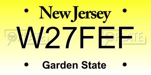 W27FEF New Jersey License Plate